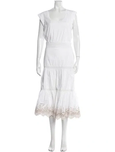 Pre-owned Veronica Beard Printed Midi Length Dress In White