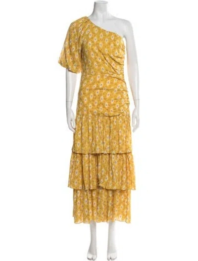 Pre-owned Veronica Beard Printed Midi Length Dress In Yellow