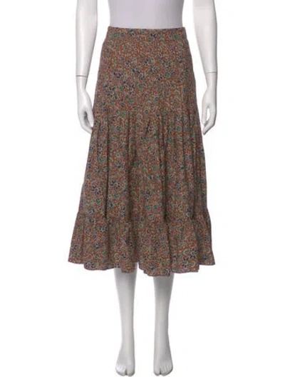 Pre-owned Veronica Beard Printed Midi Length Skirt In Brown