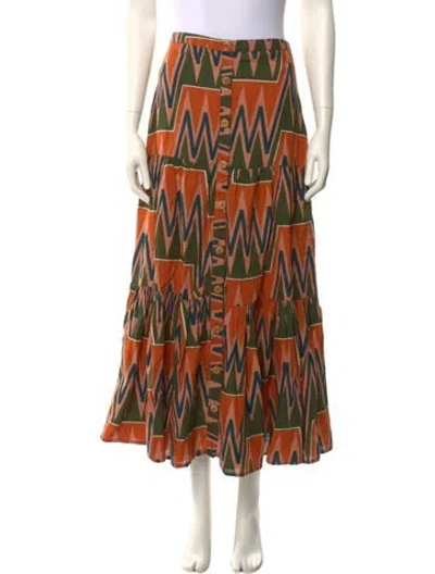 Pre-owned Veronica Beard Printed Midi Length Skirt In Orange