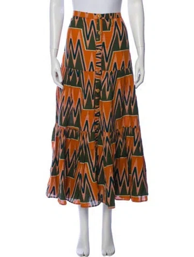 Pre-owned Veronica Beard Printed Midi Length Skirt In Orange