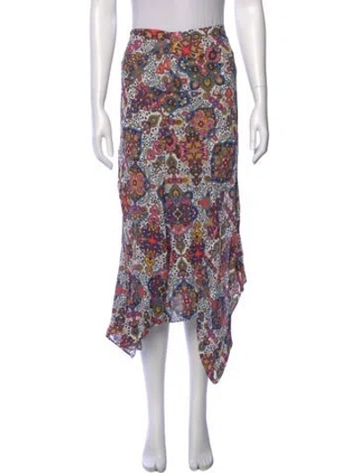 Pre-owned Veronica Beard Printed Midi Length Skirt In White