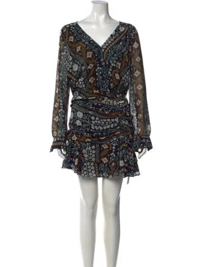 Pre-owned Veronica Beard Printed Mini Dress In Black