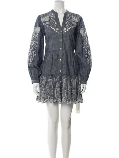 Pre-owned Veronica Beard Printed Mini Dress In Blue