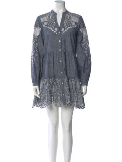 Pre-owned Veronica Beard Printed Mini Dress In Blue