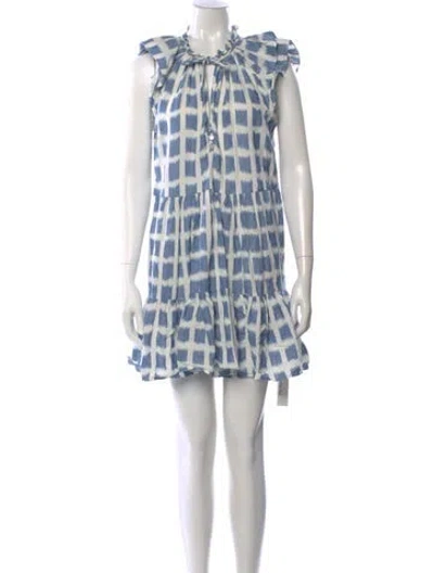 Pre-owned Veronica Beard Printed Mini Dress In Blue