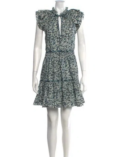 Pre-owned Veronica Beard Printed Mini Dress In Blue