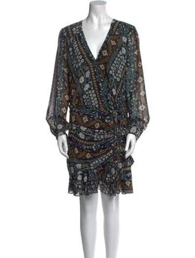 Pre-owned Veronica Beard Printed Mini Dress In Green