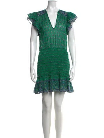 Pre-owned Veronica Beard Printed Mini Dress In Green
