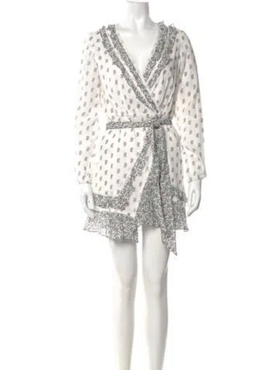 Pre-owned Veronica Beard Printed Mini Dress In White