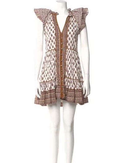 Pre-owned Veronica Beard Printed Mini Dress In White