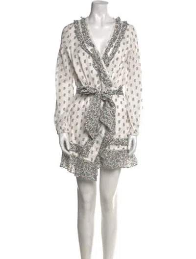 Pre-owned Veronica Beard Printed Mini Dress In White