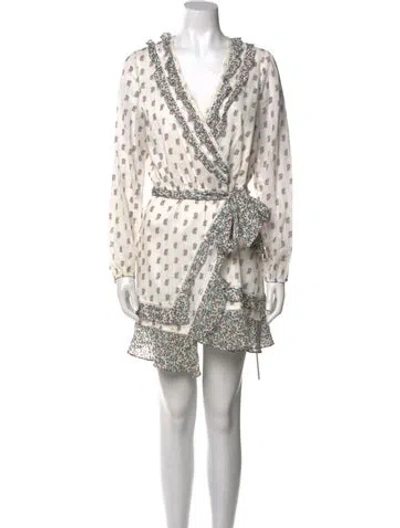 Pre-owned Veronica Beard Printed Mini Dress In White