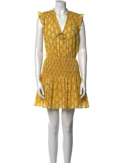 Pre-owned Veronica Beard Printed Mini Dress In Yellow