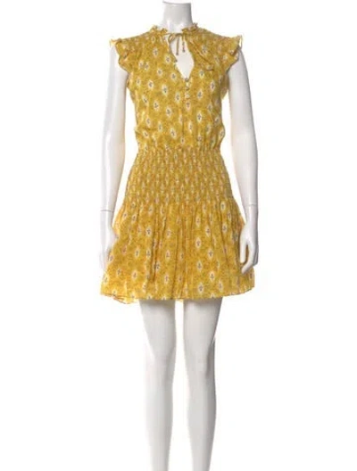 Pre-owned Veronica Beard Printed Mini Dress In Yellow