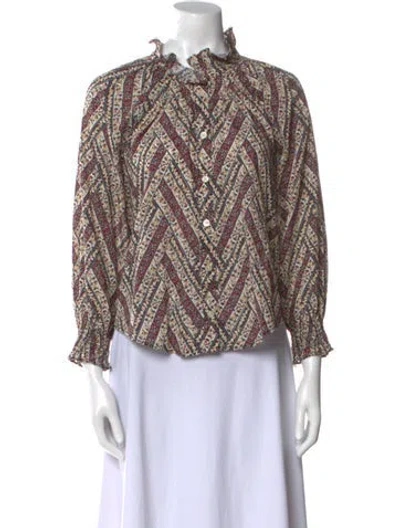 Pre-owned Veronica Beard Printed Mock Neck Blouse