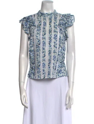 Pre-owned Veronica Beard Printed Mock Neck Blouse In Multi