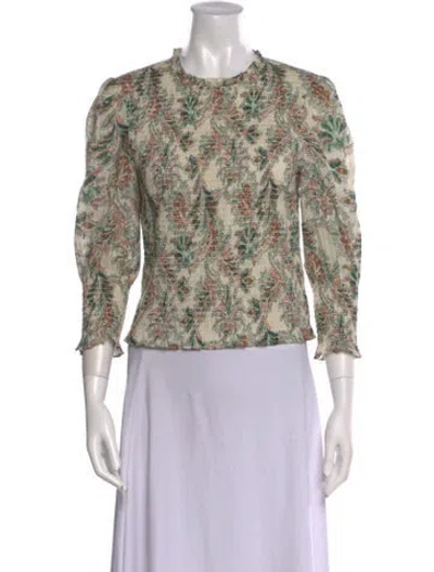 Pre-owned Veronica Beard Printed Mock Neck Crop Top In Neutral