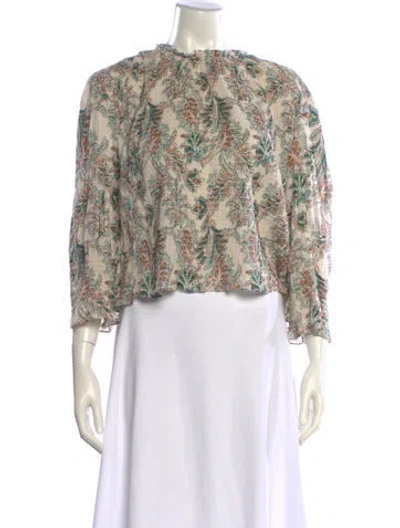 Pre-owned Veronica Beard Printed Mock Neck Crop Top In Neutral