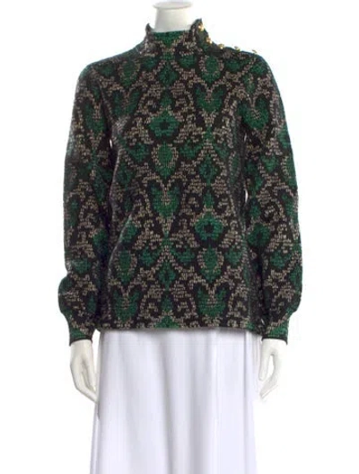 Pre-owned Veronica Beard Printed Mock Neck Sweater In Black