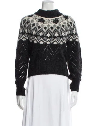 Pre-owned Veronica Beard Printed Mock Neck Sweater In Black