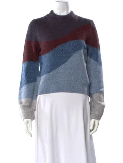 Pre-owned Veronica Beard Printed Mock Neck Sweater In Blue