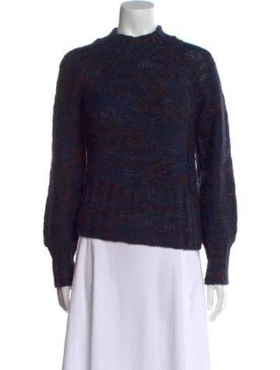 Pre-owned Veronica Beard Printed Mock Neck Sweater In Blue