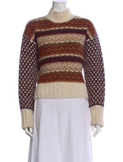 Pre-owned Veronica Beard Printed Mock Neck Sweater In Neutral