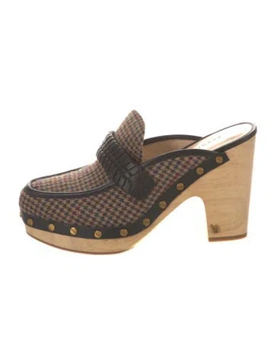 Pre-owned Veronica Beard Printed Mules In Brown