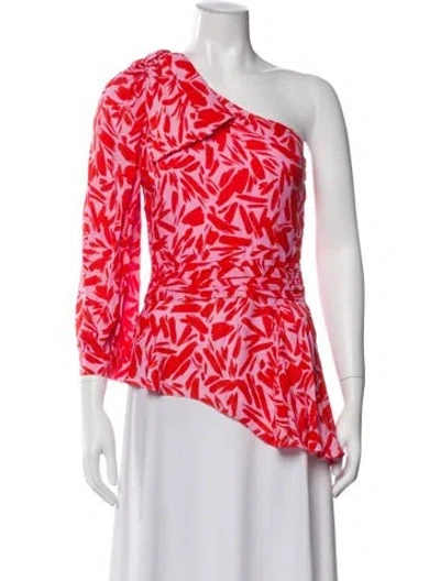 Pre-owned Veronica Beard Printed One-shoulder Top In Pink
