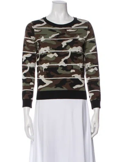 Pre-owned Veronica Beard Printed Scoop Neck Sweater In Green