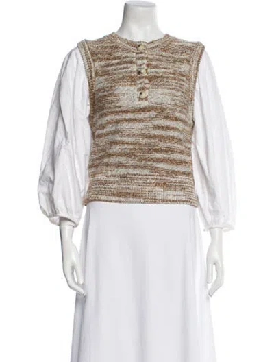Pre-owned Veronica Beard Printed Scoop Neck Sweater In Neutral