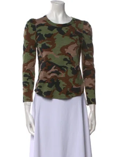 Pre-owned Veronica Beard Printed Scoop Neck Top In Green
