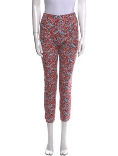 Pre-owned Veronica Beard Printed Skinny Leg Pants In Red