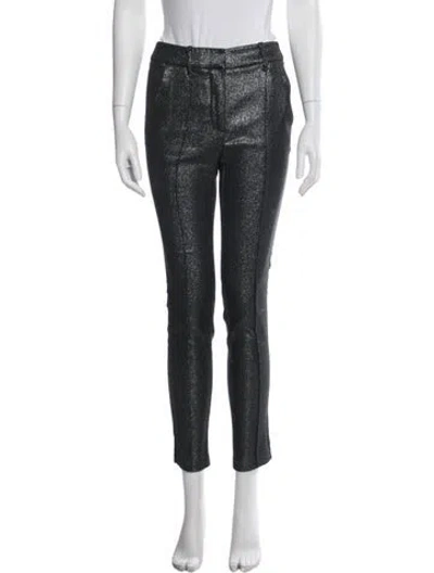 Pre-owned Veronica Beard Printed Skinny Leg Pants In Silver
