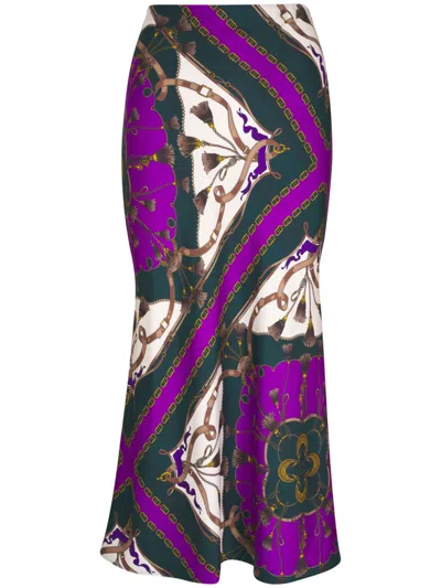 Veronica Beard Clover Printed Silk-blend Twill Maxi Skirt In Purple