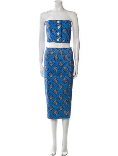 Pre-owned Veronica Beard Printed Skirt Set In Blue