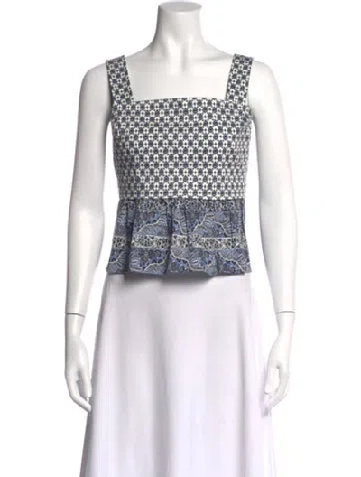 Pre-owned Veronica Beard Printed Square Neckline Top In Blue