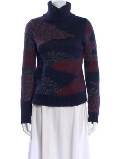 Pre-owned Veronica Beard Printed Turtleneck Sweater