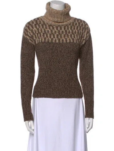 Pre-owned Veronica Beard Printed Turtleneck Sweater In Brown