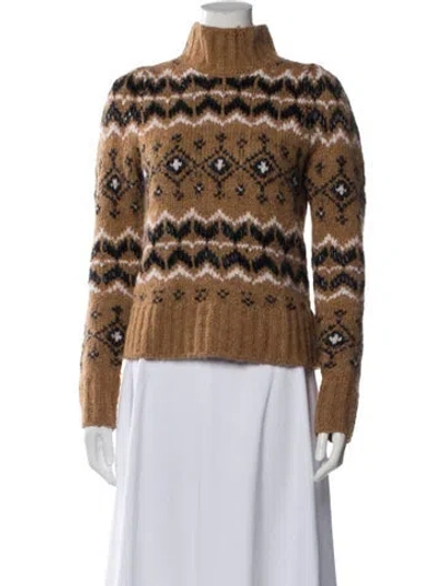 Pre-owned Veronica Beard Printed Turtleneck Sweater In Brown