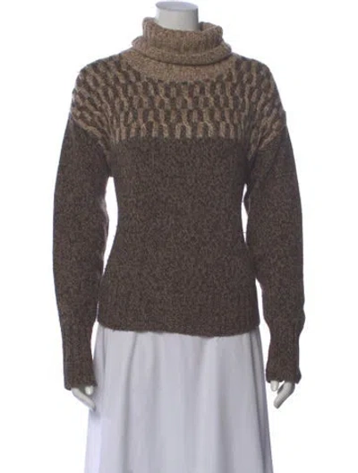 Pre-owned Veronica Beard Printed Turtleneck Sweater In Brown