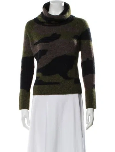 Pre-owned Veronica Beard Printed Turtleneck Sweater In Green