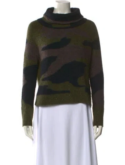 Pre-owned Veronica Beard Printed Turtleneck Sweater In Green