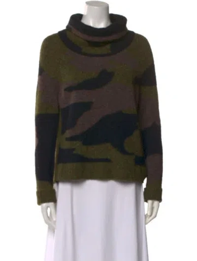 Pre-owned Veronica Beard Printed Turtleneck Sweater In Green