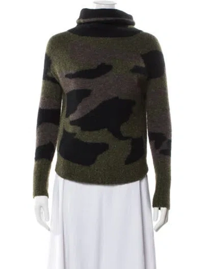 Pre-owned Veronica Beard Printed Turtleneck Sweater In Green