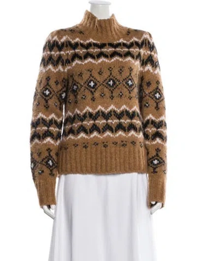 Pre-owned Veronica Beard Printed Turtleneck Sweater In Neutral