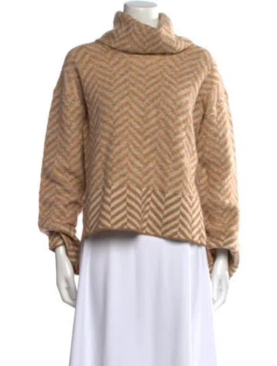Pre-owned Veronica Beard Printed Turtleneck Sweater In Neutral