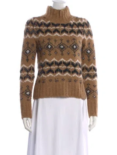 Pre-owned Veronica Beard Printed Turtleneck Sweater In Neutral