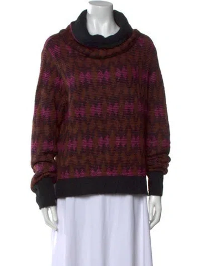 Pre-owned Veronica Beard Printed Turtleneck Sweater In Pink